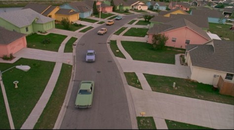 Pastel houses from Edward Scissorhands