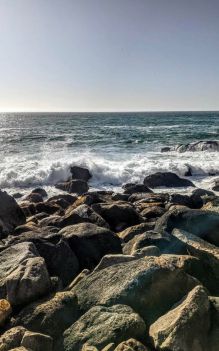 The ocean and rocks.