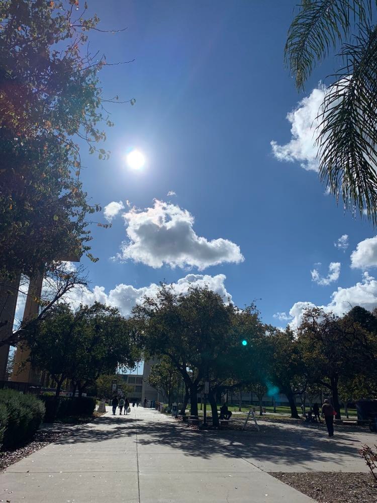 Blue sky and clouds.