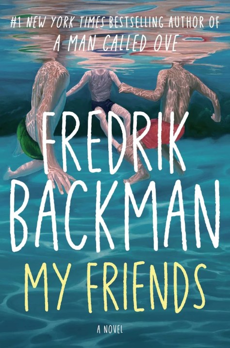 My Friends book cover. Three men swimming.