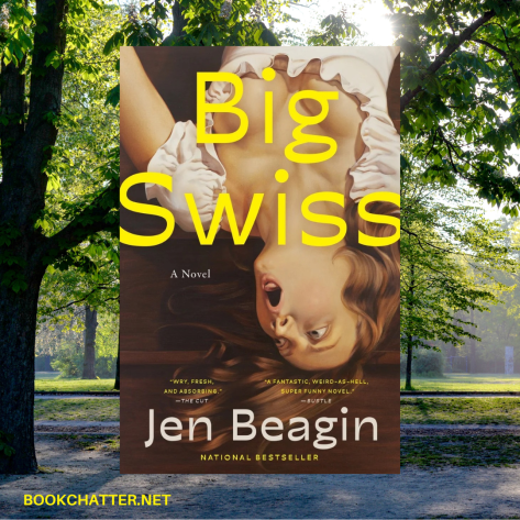 Big Swiss book cover. Woman, upside down showing cleavage. 